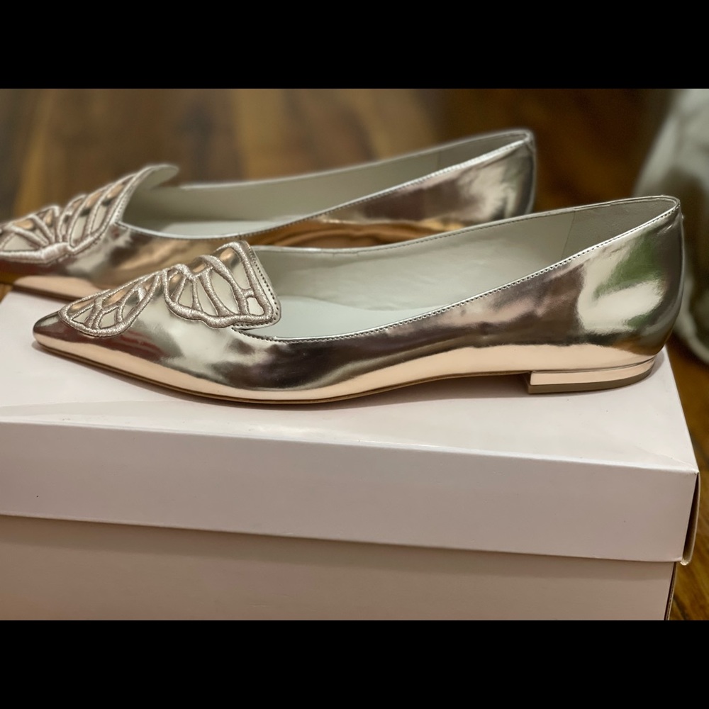 Rose Gold Sophia Webster BIBI Butterfly Flats Size 40.5